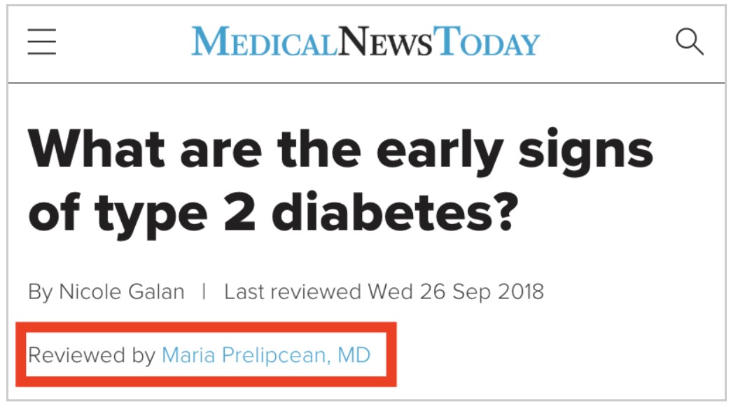 example of an healthcare article reviewed by an expert (medical doctor)